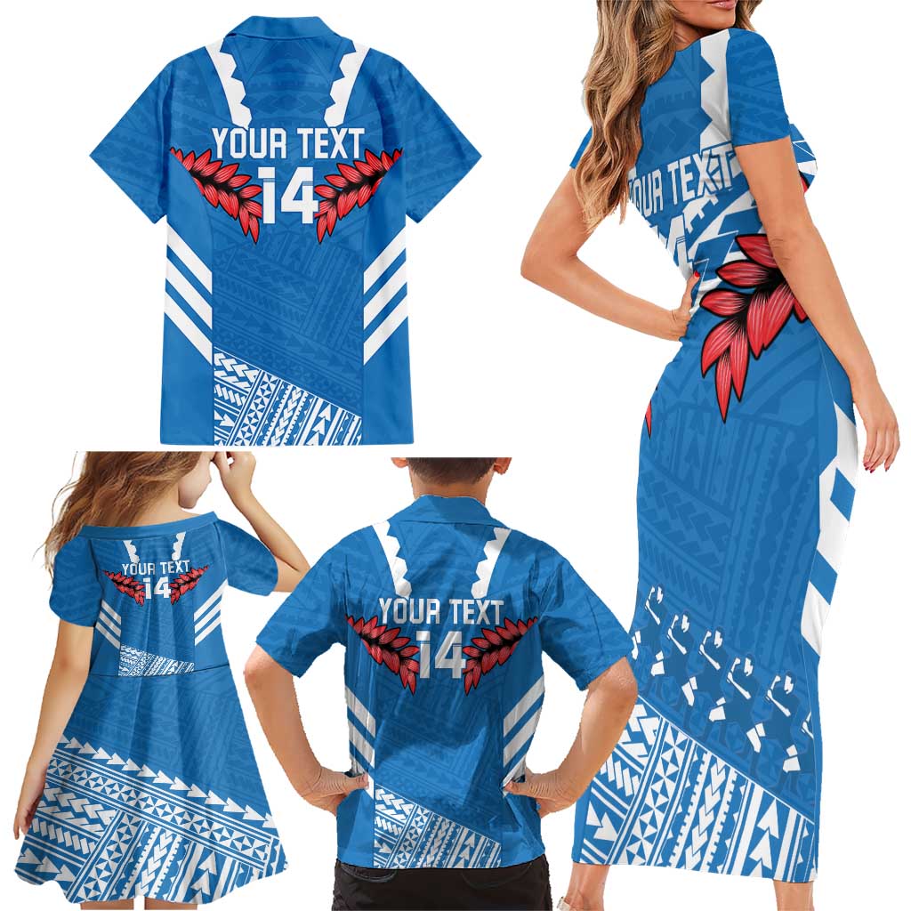 Custom Toa Samoa Rugby Family Matching Short Sleeve Bodycon Dress and Hawaiian Shirt Samoan Siva Tau Uso Aso Uma LT14 - Polynesian Pride