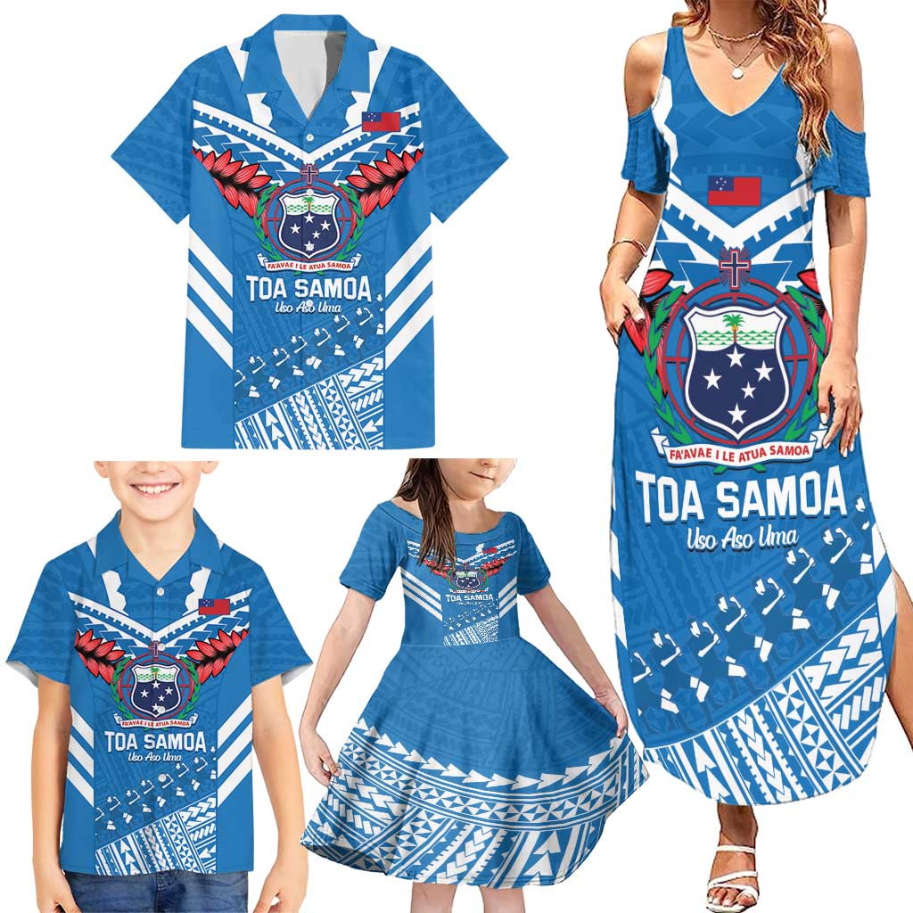 Custom Toa Samoa Rugby Family Matching Summer Maxi Dress and Hawaiian Shirt Samoan Siva Tau Uso Aso Uma LT14 - Polynesian Pride