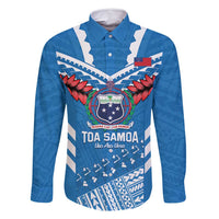 Custom Toa Samoa Rugby Family Matching Summer Maxi Dress and Hawaiian Shirt Samoan Siva Tau Uso Aso Uma LT14 Dad's Shirt - Long Sleeve Blue - Polynesian Pride