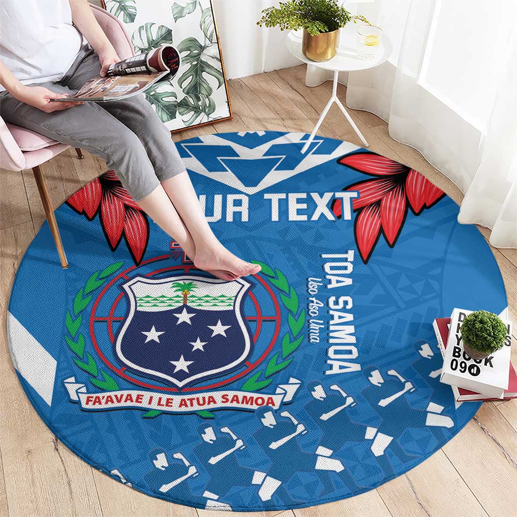 Custom Toa Samoa Rugby Round Carpet Samoan Siva Tau Uso Aso Uma