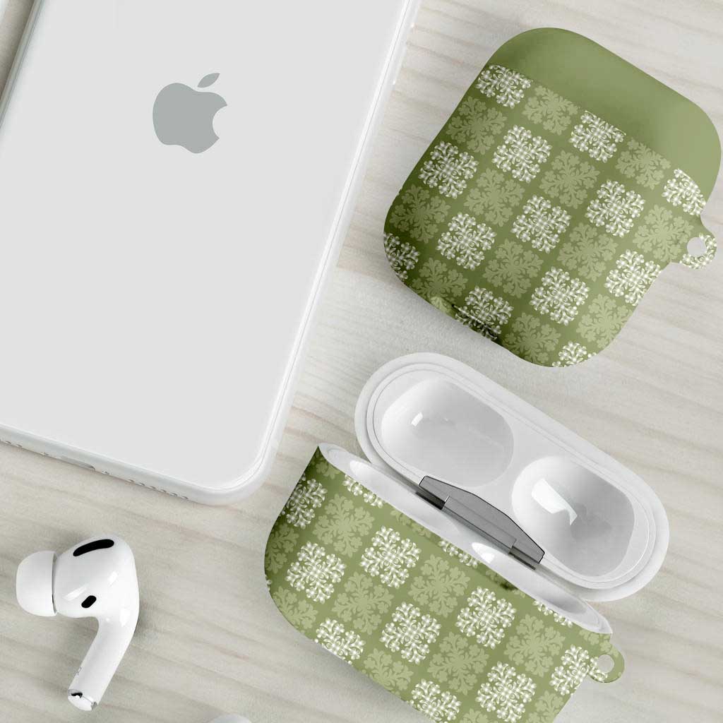 Vesuvian Green Palaka Quilt Hawaii AirPods Case Traditional Hawaii-plaid Pattern - Polynesian Pride