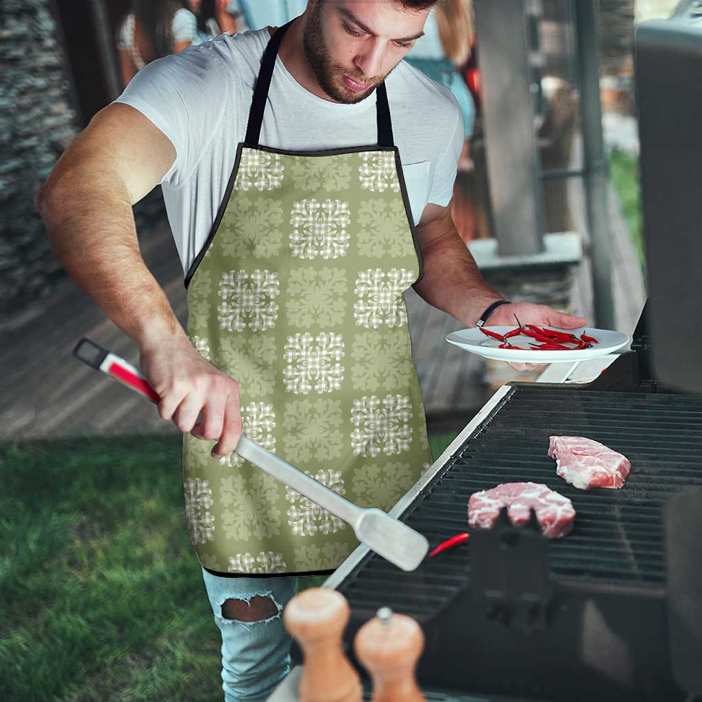 Vesuvian Green Palaka Quilt Hawaii Apron Traditional Hawaii-plaid Pattern - Polynesian Pride