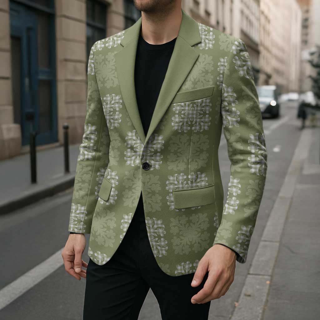 Vesuvian Green Palaka Quilt Hawaii Blazer Traditional Hawaii-plaid Pattern - Polynesian Pride