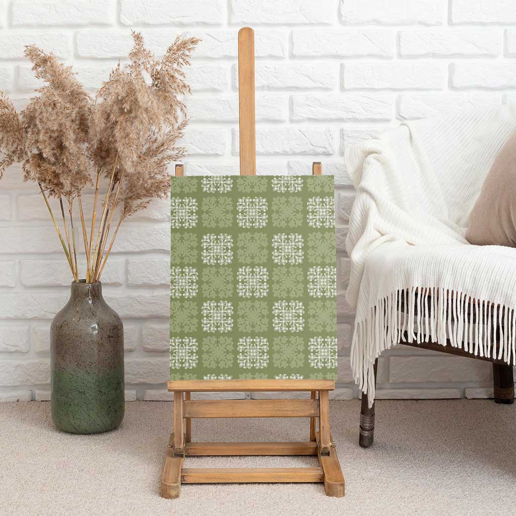Vesuvian Green Palaka Quilt Hawaii Canvas Wall Art Traditional Hawaii-plaid Pattern - Polynesian Pride