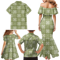 Vesuvian Green Palaka Quilt Hawaii Family Matching Mermaid Dress and Hawaiian Shirt Traditional Hawaii-plaid Pattern LT14 - Polynesian Pride