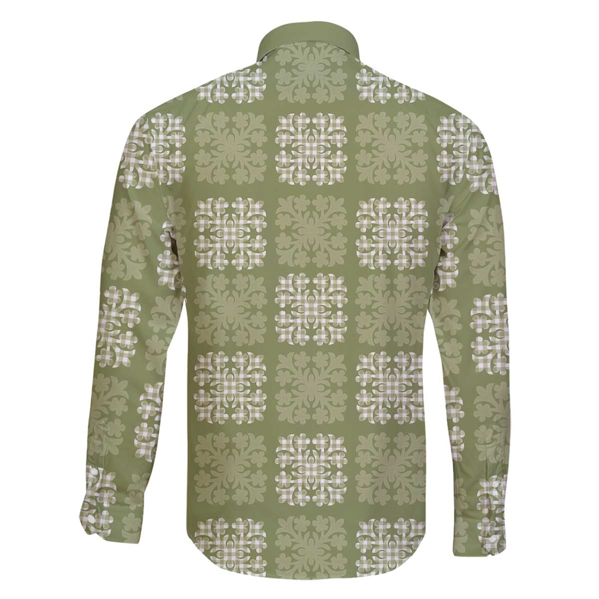 Vesuvian Green Palaka Quilt Hawaii Family Matching Off The Shoulder Long Sleeve Dress and Hawaiian Shirt Traditional Hawaii-plaid Pattern LT14 - Polynesian Pride