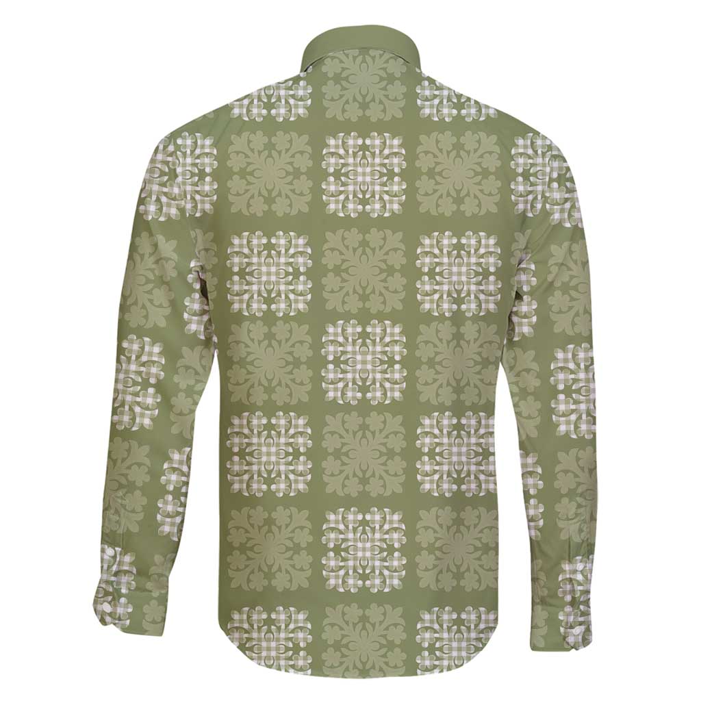 Vesuvian Green Palaka Quilt Hawaii Family Matching Off Shoulder Short Dress and Hawaiian Shirt Traditional Hawaii-plaid Pattern LT14 - Polynesian Pride