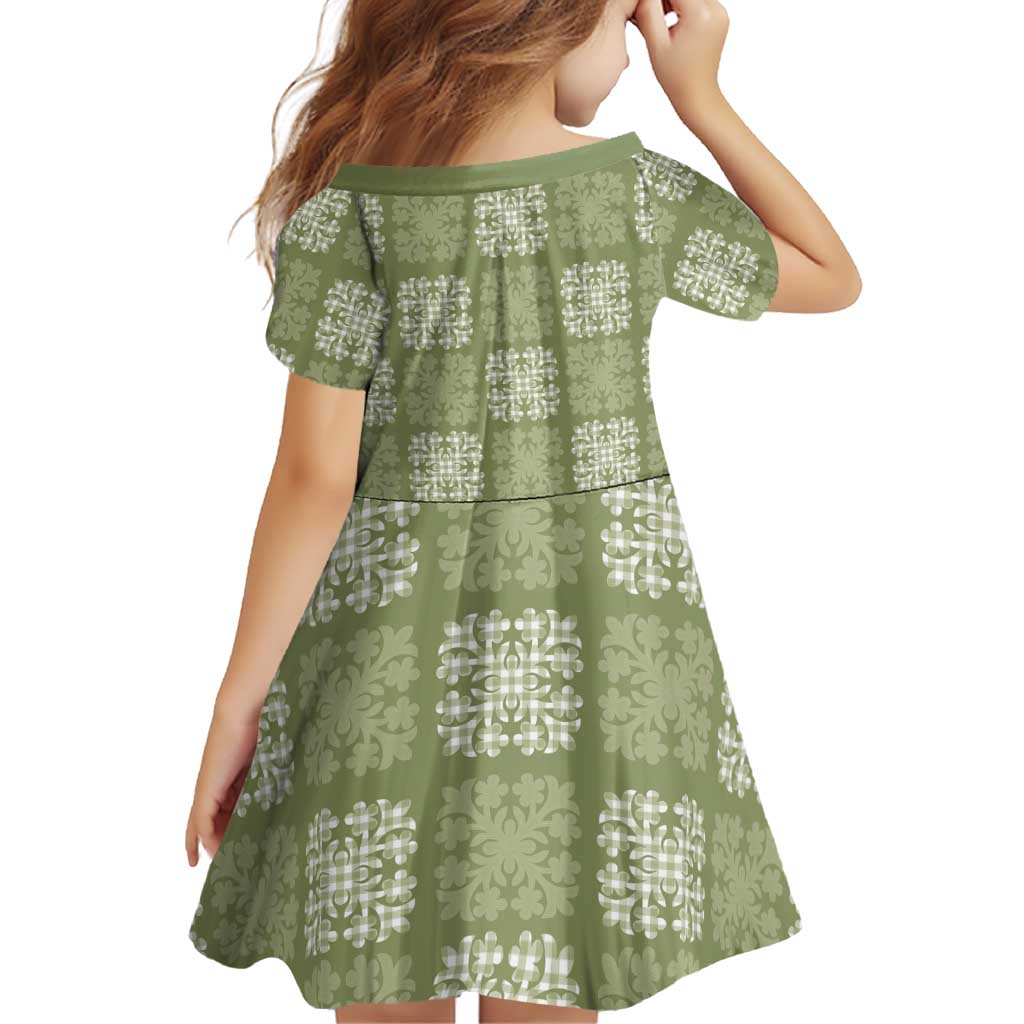 Vesuvian Green Palaka Quilt Hawaii Family Matching Puletasi and Hawaiian Shirt Traditional Hawaii-plaid Pattern - Polynesian Pride