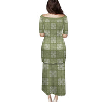 Vesuvian Green Palaka Quilt Hawaii Family Matching Puletasi and Hawaiian Shirt Traditional Hawaii-plaid Pattern - Polynesian Pride