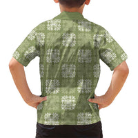 Vesuvian Green Palaka Quilt Hawaii Family Matching Short Sleeve Bodycon Dress and Hawaiian Shirt Traditional Hawaii-plaid Pattern LT14 - Polynesian Pride