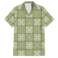 Vesuvian Green Palaka Quilt Hawaii Family Matching Short Sleeve Bodycon Dress and Hawaiian Shirt Traditional Hawaii-plaid Pattern LT14 Dad's Shirt - Short Sleeve Vesuvian Green - Polynesian Pride