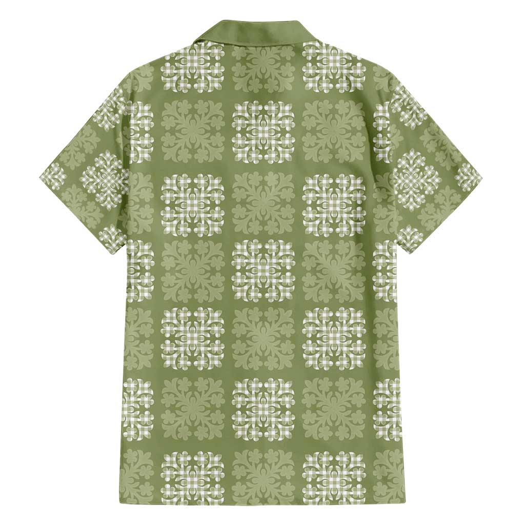 Vesuvian Green Palaka Quilt Hawaii Family Matching Short Sleeve Bodycon Dress and Hawaiian Shirt Traditional Hawaii-plaid Pattern LT14 - Polynesian Pride