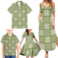 Vesuvian Green Palaka Quilt Hawaii Family Matching Summer Maxi Dress and Hawaiian Shirt Traditional Hawaii-plaid Pattern LT14 - Polynesian Pride