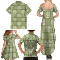 Vesuvian Green Palaka Quilt Hawaii Family Matching Summer Maxi Dress and Hawaiian Shirt Traditional Hawaii-plaid Pattern LT14 - Polynesian Pride