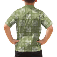 Vesuvian Green Palaka Quilt Hawaii Family Matching Tank Maxi Dress and Hawaiian Shirt Traditional Hawaii-plaid Pattern LT14 - Polynesian Pride