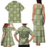 Vesuvian Green Palaka Quilt Hawaii Family Matching Tank Maxi Dress and Hawaiian Shirt Traditional Hawaii-plaid Pattern LT14 - Polynesian Pride