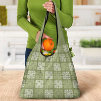 Vesuvian Green Palaka Quilt Hawaii Grocery Bag Traditional Hawaii-plaid Pattern - Polynesian Pride