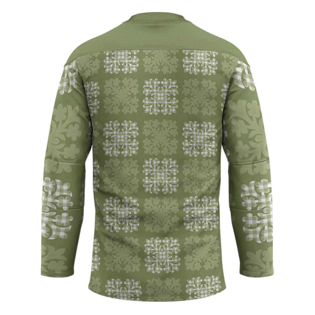 Vesuvian Green Palaka Quilt Hawaii Hockey Jersey Traditional Hawaii-plaid Pattern - Polynesian Pride