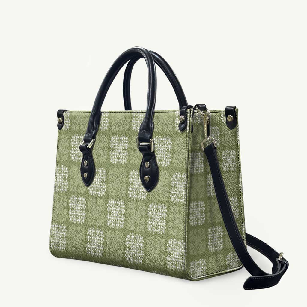 Vesuvian Green Palaka Quilt Hawaii Leather Bag Traditional Hawaii-plaid Pattern - Polynesian Pride