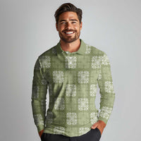 Vesuvian Green Palaka Quilt Hawaii Long Sleeve Polo Shirt Traditional Hawaii-plaid Pattern LT14 - Polynesian Pride