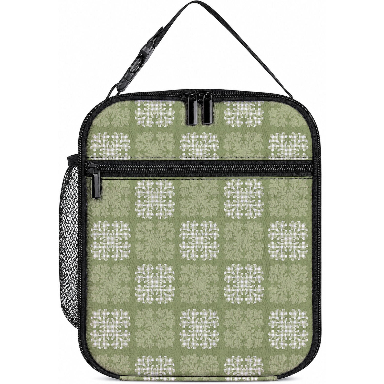 Vesuvian Green Palaka Quilt Hawaii Lunch Bag Traditional Hawaii-plaid Pattern LT14 10.2 × 8.3 × 4.3 inch Vesuvian Green - Polynesian Pride