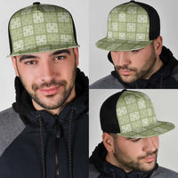 Vesuvian Green Palaka Quilt Hawaii Mesh Trucker Cap Traditional Hawaii-plaid Pattern - Polynesian Pride