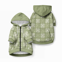Vesuvian Green Palaka Quilt Hawaii Pet Hoodie Traditional Hawaii-plaid Pattern LT14 Zip-up Vesuvian Green - Polynesian Pride