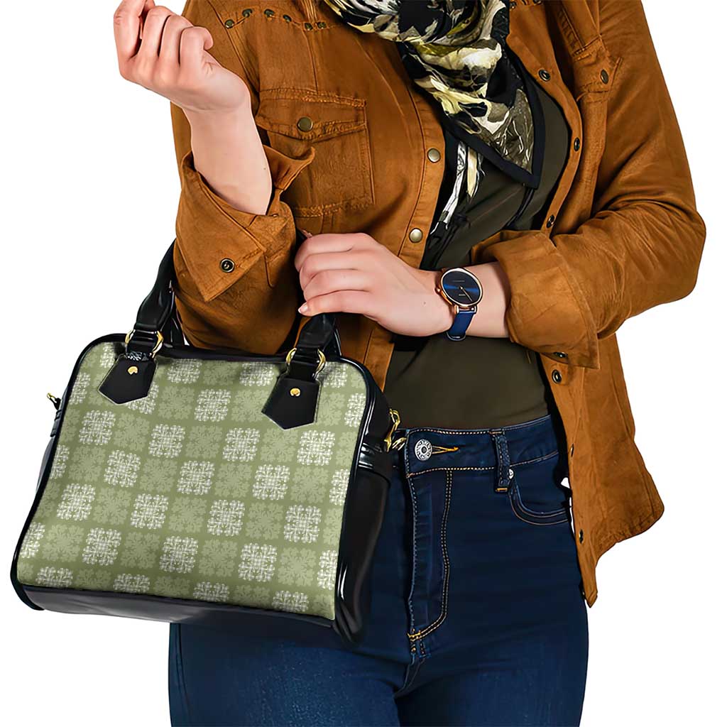 Vesuvian Green Palaka Quilt Hawaii Shoulder Handbag Traditional Hawaii-plaid Pattern - Polynesian Pride