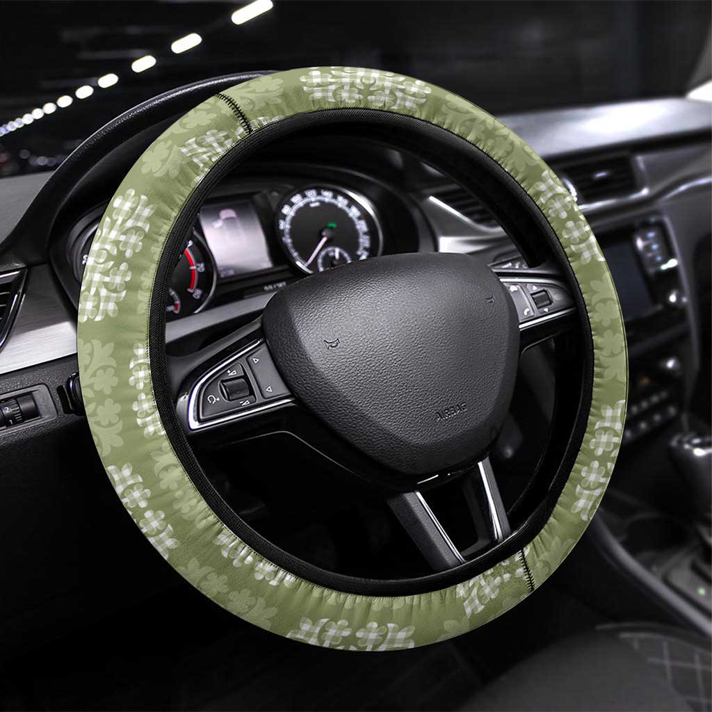 Vesuvian Green Palaka Quilt Hawaii Steering Wheel Cover Traditional Hawaii-plaid Pattern - Polynesian Pride