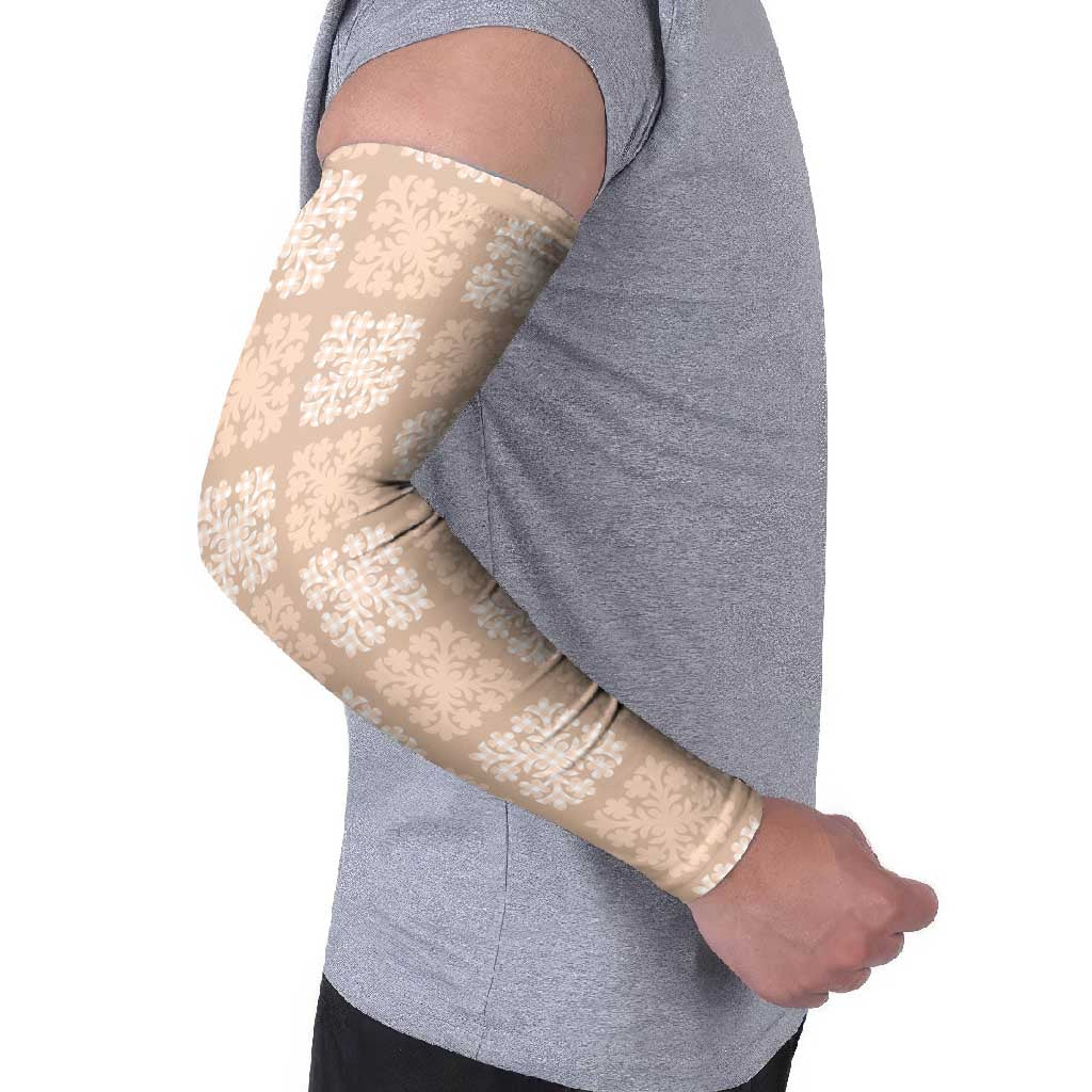 Beige Palaka Quilt Hawaii Arm Sleeves Traditional Hawaii-plaid Pattern - Polynesian Pride