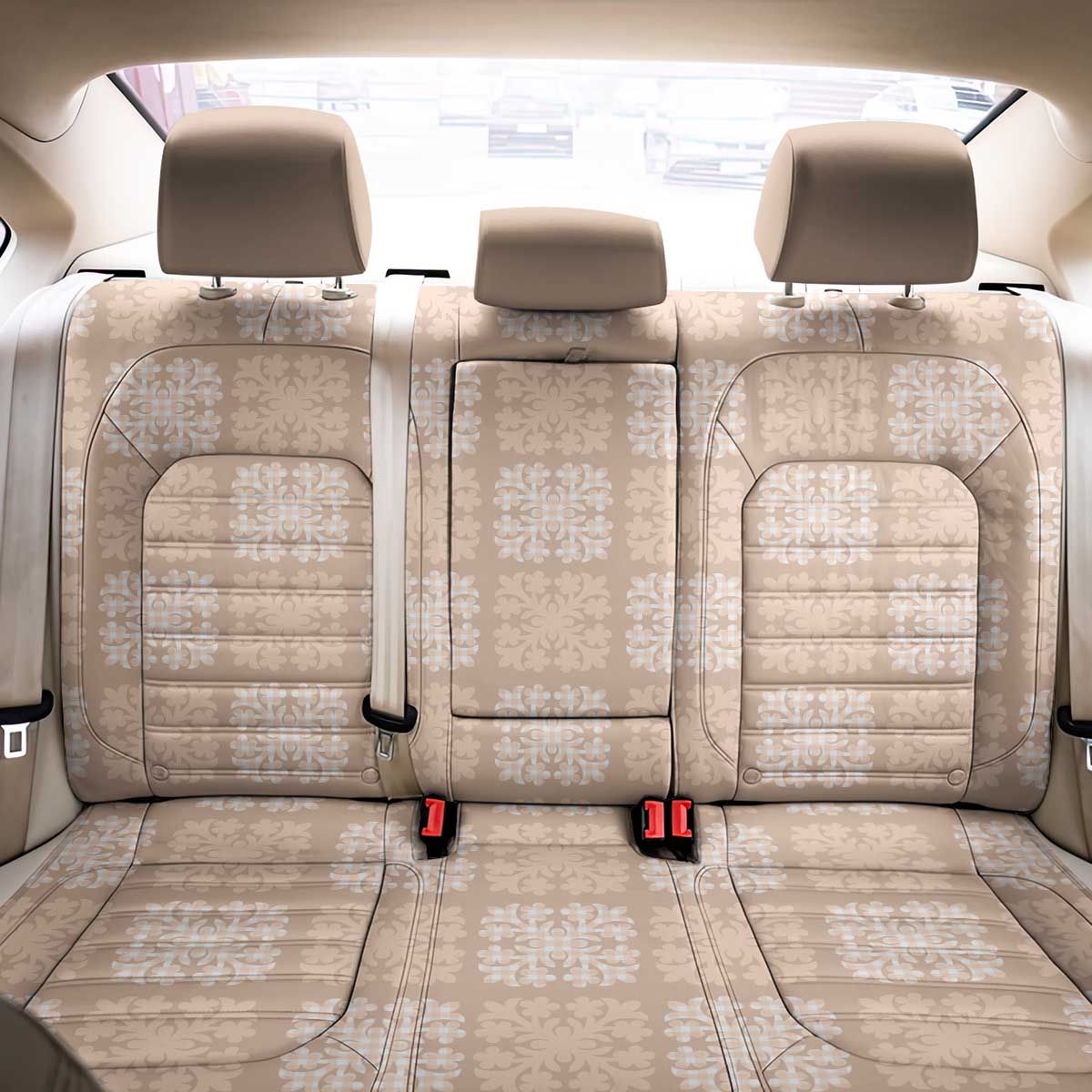 Beige Palaka Quilt Hawaii Back Car Seat Cover Traditional Hawaii-plaid Pattern LT14 - Polynesian Pride