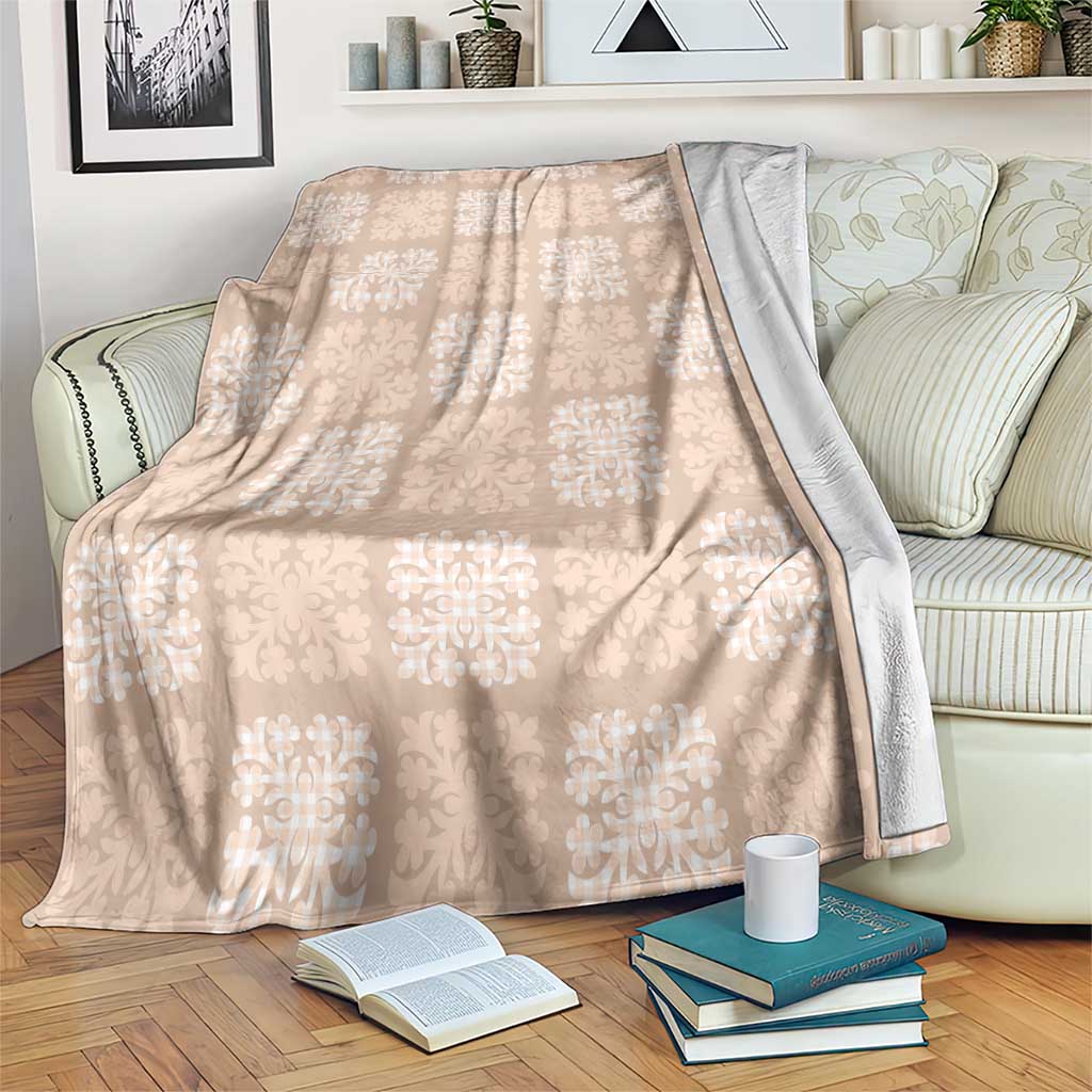 Beige Palaka Quilt Hawaii Blanket Traditional Hawaii-plaid Pattern - Polynesian Pride