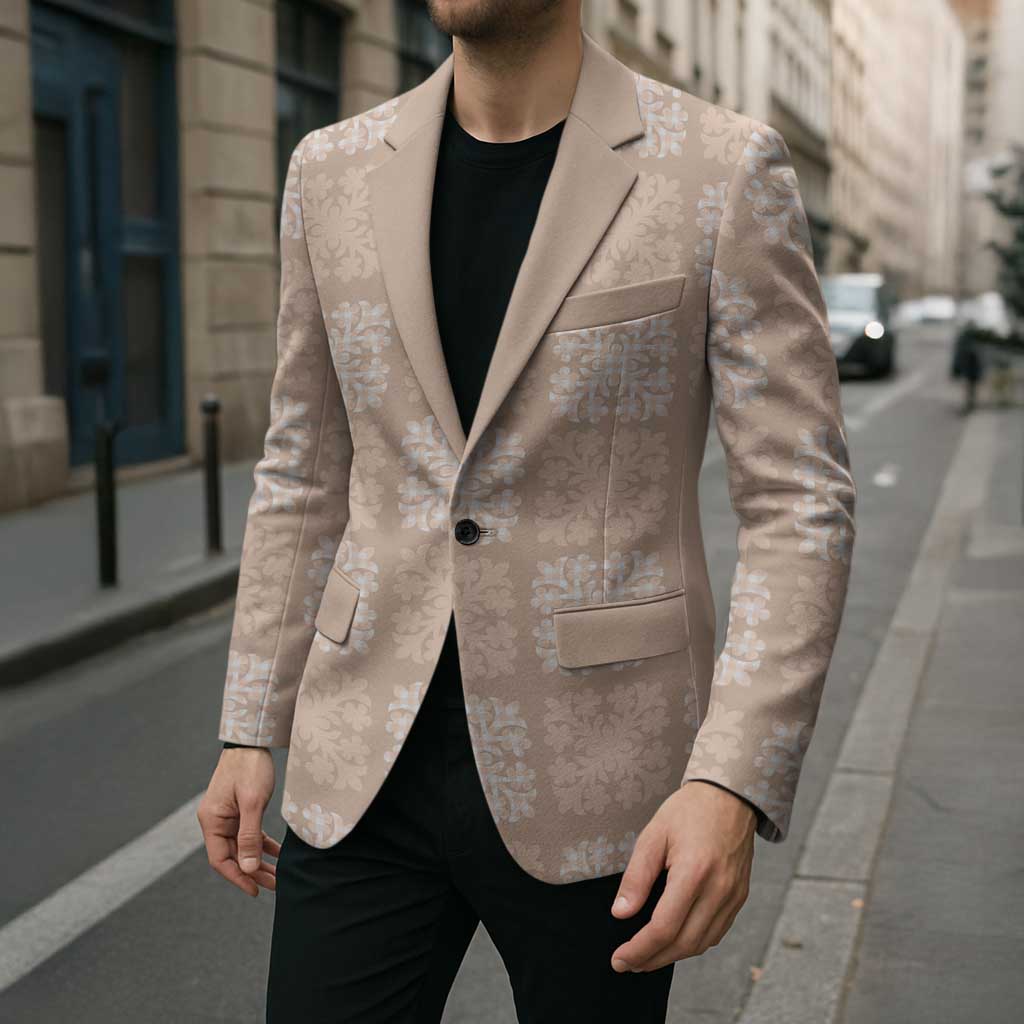 Beige Palaka Quilt Hawaii Blazer Traditional Hawaii-plaid Pattern - Polynesian Pride