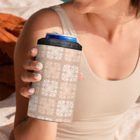 Beige Palaka Quilt Hawaii 4 in 1 Can Cooler Tumbler Traditional Hawaii-plaid Pattern - Polynesian Pride