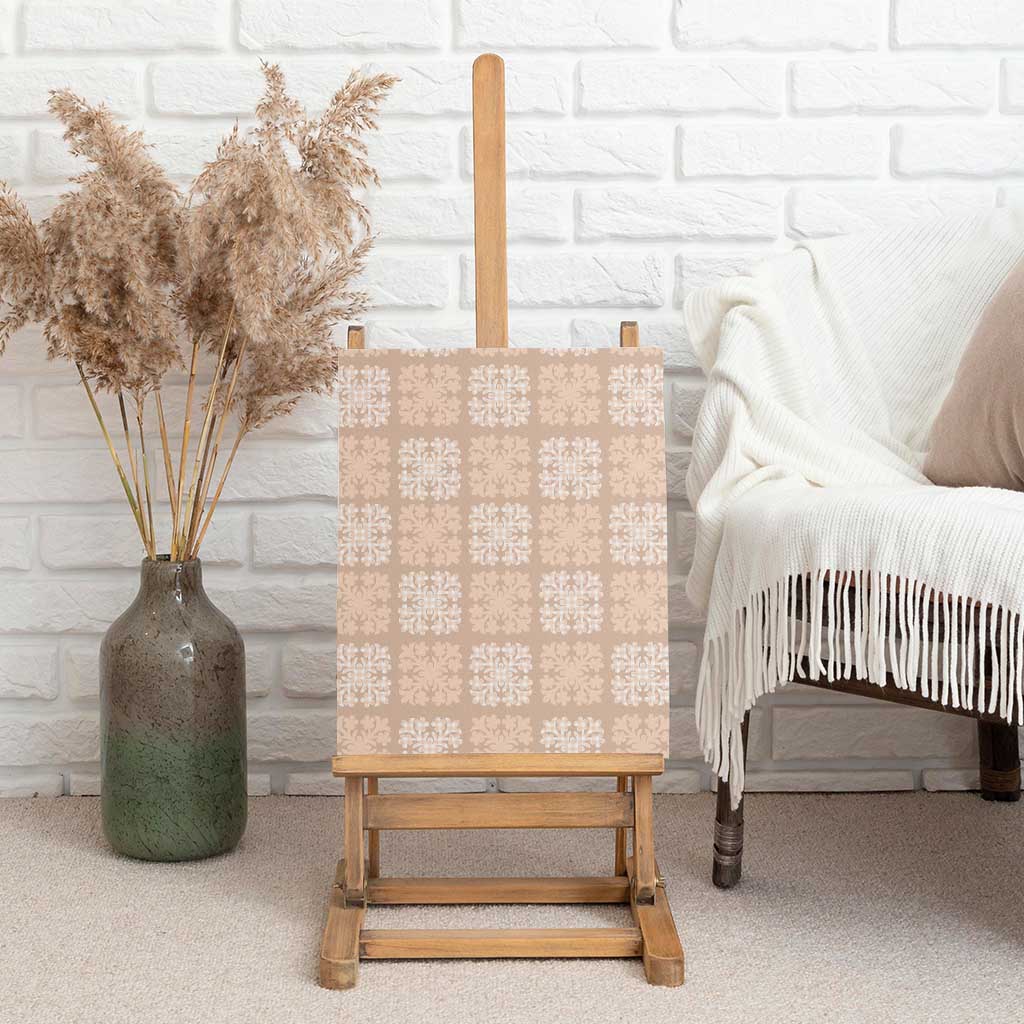 Beige Palaka Quilt Hawaii Canvas Wall Art Traditional Hawaii-plaid Pattern - Polynesian Pride