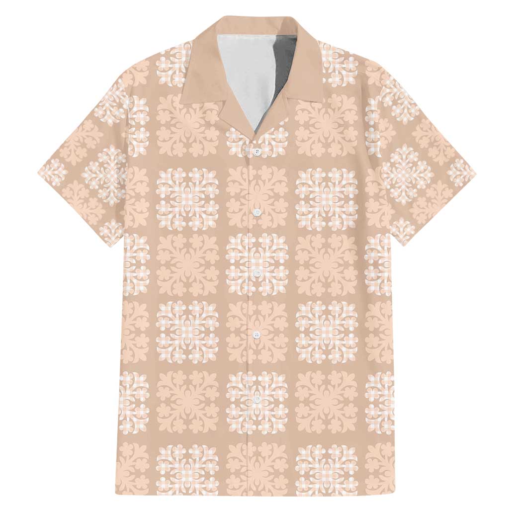 Beige Palaka Quilt Hawaii Family Matching Mermaid Dress and Hawaiian Shirt Traditional Hawaii-plaid Pattern LT14 Dad's Shirt - Short Sleeve Beige - Polynesian Pride