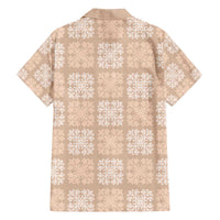 Beige Palaka Quilt Hawaii Family Matching Off The Shoulder Long Sleeve Dress and Hawaiian Shirt Traditional Hawaii-plaid Pattern LT14 - Polynesian Pride