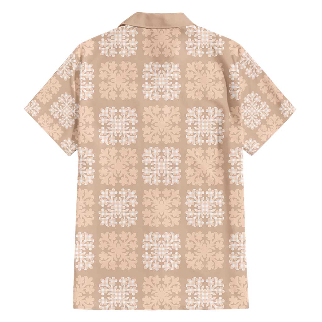 Beige Palaka Quilt Hawaii Family Matching Short Sleeve Bodycon Dress and Hawaiian Shirt Traditional Hawaii-plaid Pattern LT14 - Polynesian Pride