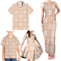 Beige Palaka Quilt Hawaii Family Matching Tank Maxi Dress and Hawaiian Shirt Traditional Hawaii-plaid Pattern - Polynesian Pride