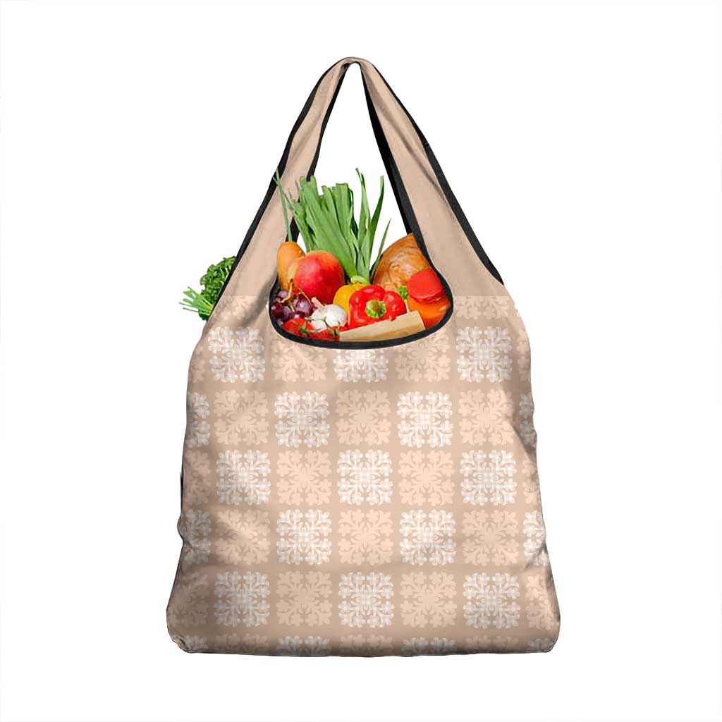 Beige Palaka Quilt Hawaii Grocery Bag Traditional Hawaii-plaid Pattern - Polynesian Pride