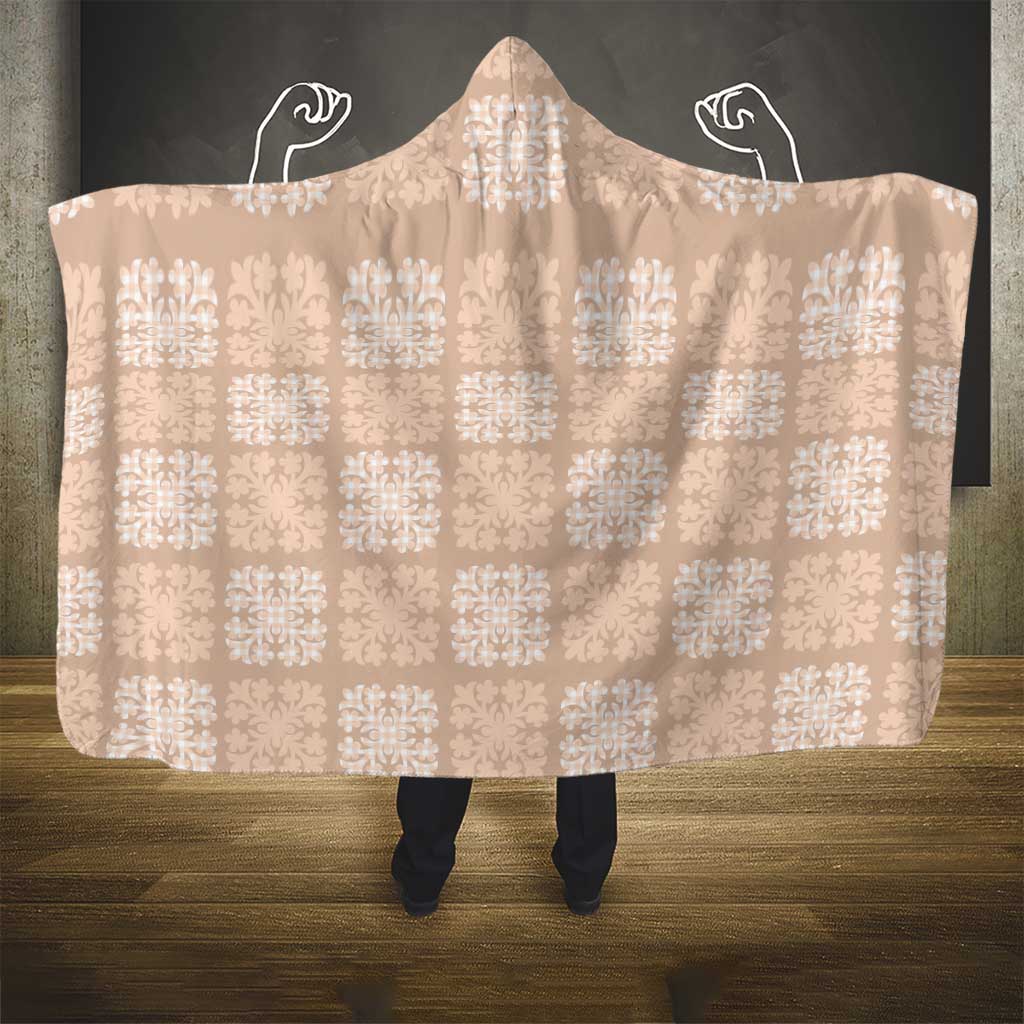 Beige Palaka Quilt Hawaii Hooded Blanket Traditional Hawaii-plaid Pattern - Polynesian Pride