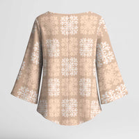 Beige Palaka Quilt Hawaii Kimono Sleeve Blouse Traditional Hawaii-plaid Pattern LT14 - Polynesian Pride