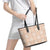 Beige Palaka Quilt Hawaii Leather Tote Bag Traditional Hawaii-plaid Pattern - Polynesian Pride