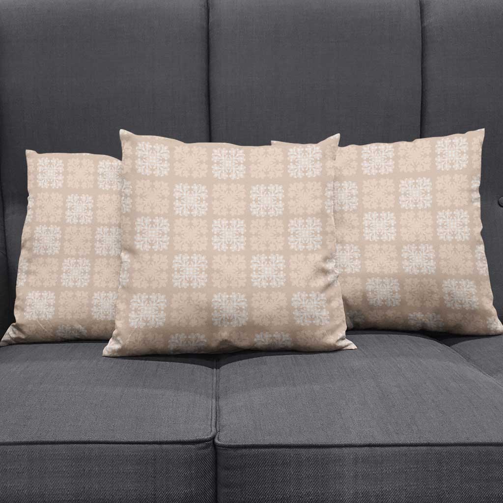 Beige Palaka Quilt Hawaii Pillow Cover Traditional Hawaii-plaid Pattern - Polynesian Pride