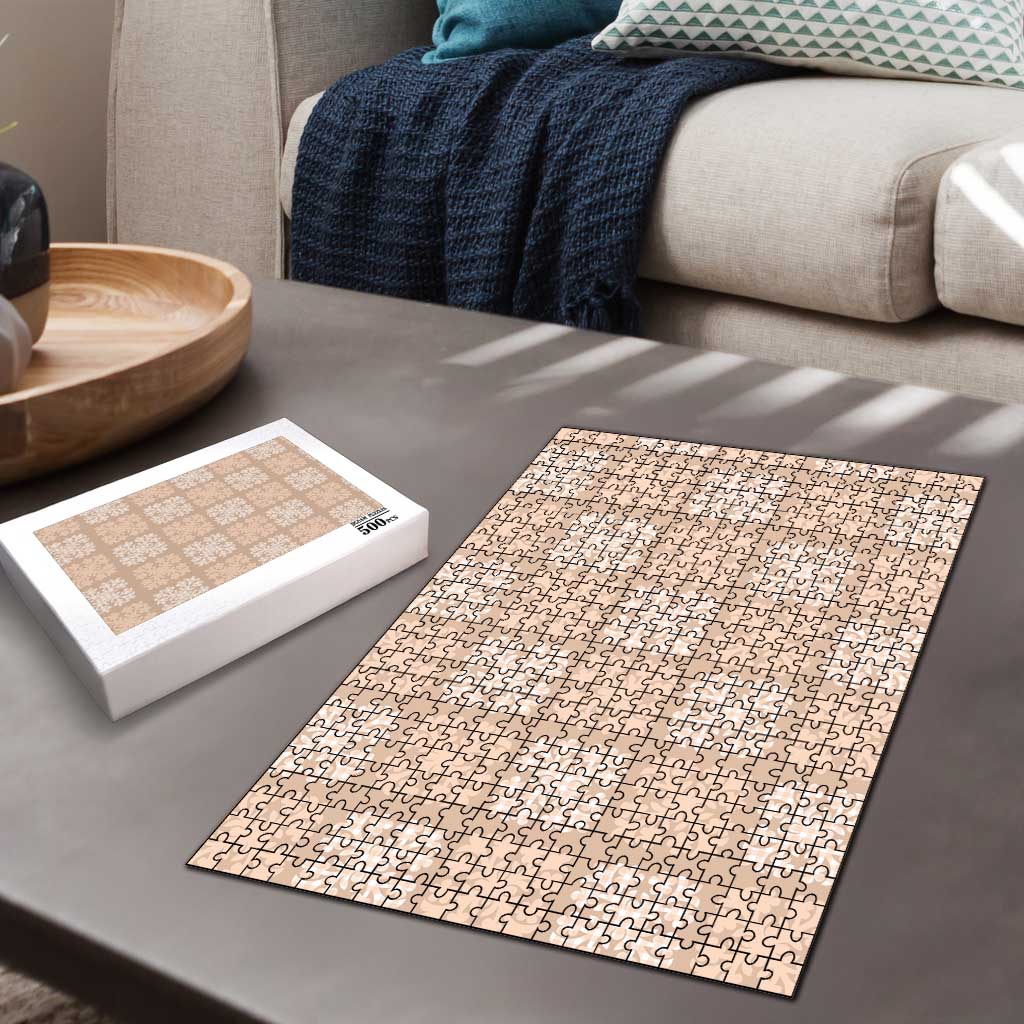 Beige Palaka Quilt Hawaii Puzzle Traditional Hawaii-plaid Pattern - Polynesian Pride