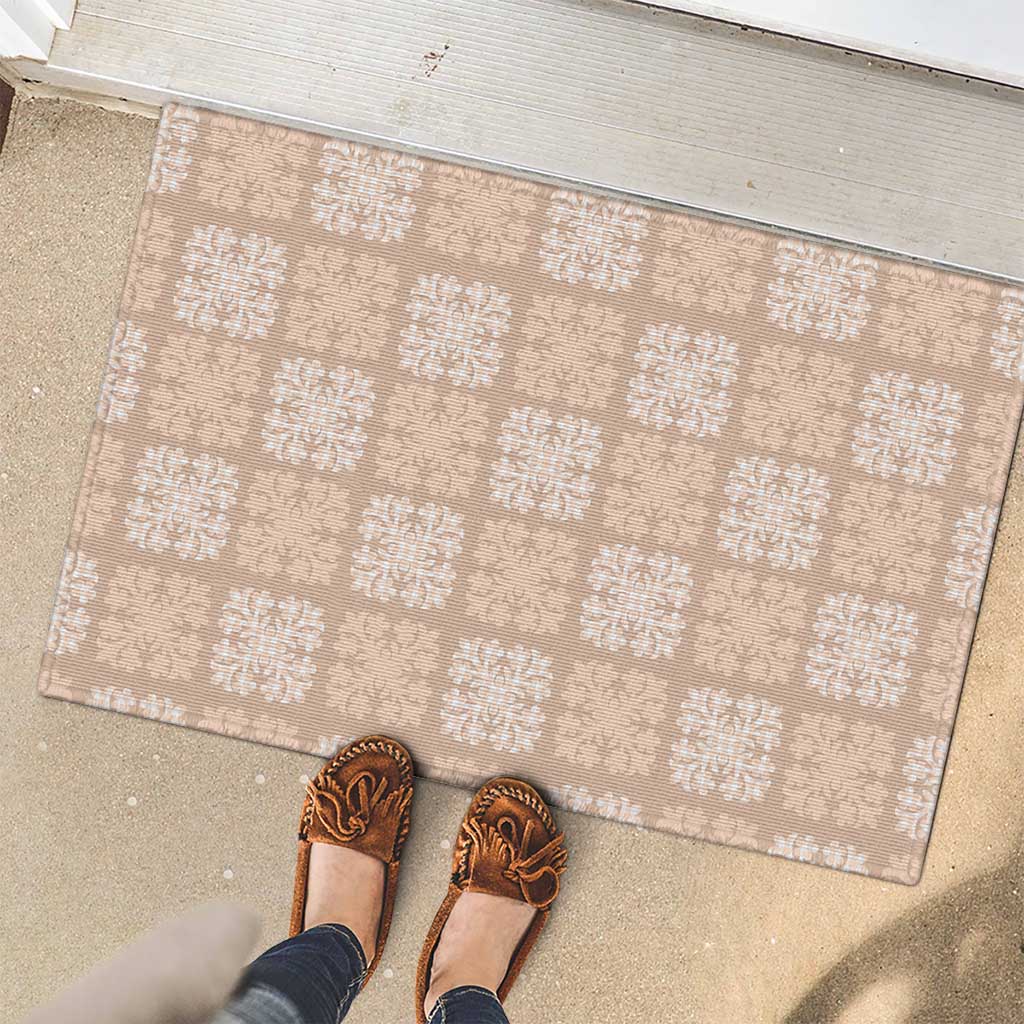 Beige Palaka Quilt Hawaii Rubber Doormat Traditional Hawaii-plaid Pattern - Polynesian Pride