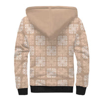 Beige Palaka Quilt Hawaii Sherpa Hoodie Traditional Hawaii-plaid Pattern - Polynesian Pride