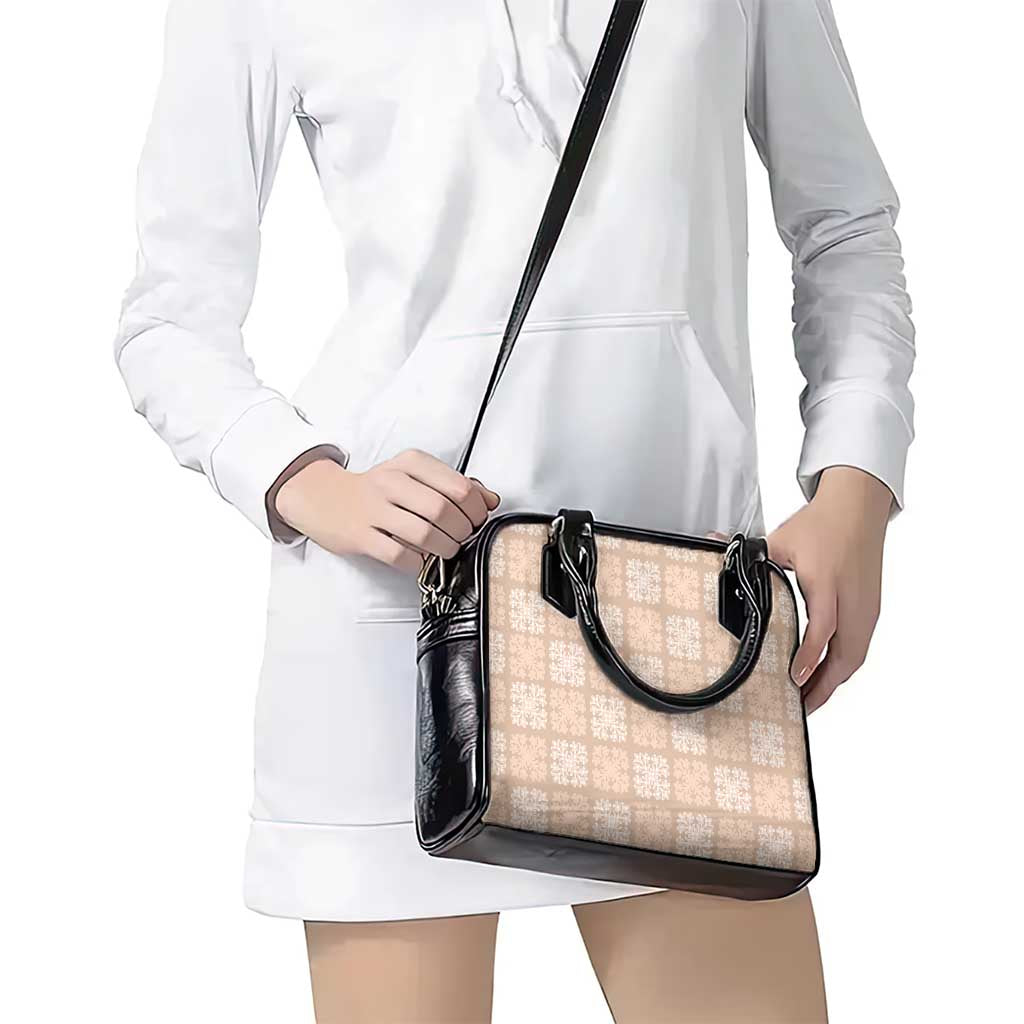 Beige Palaka Quilt Hawaii Shoulder Handbag Traditional Hawaii-plaid Pattern - Polynesian Pride
