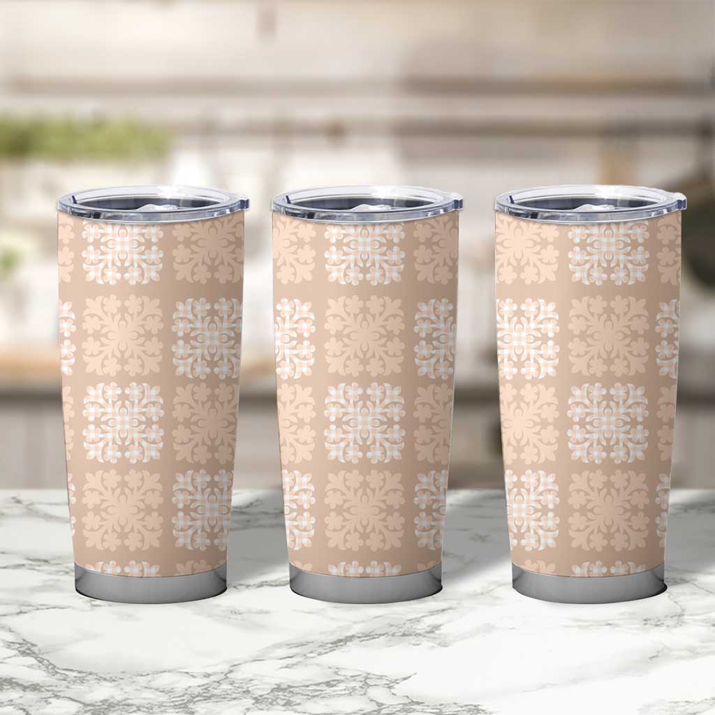 Beige Palaka Quilt Hawaii Tumbler Cup Traditional Hawaii-plaid Pattern - Polynesian Pride
