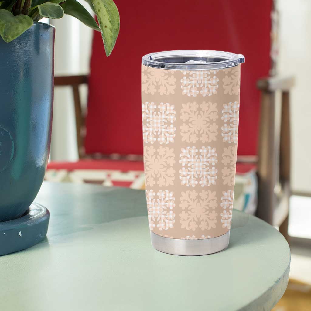 Beige Palaka Quilt Hawaii Tumbler Cup Traditional Hawaii-plaid Pattern - Polynesian Pride